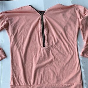 Sumhoo Pink half zip 3/4 sleeve top